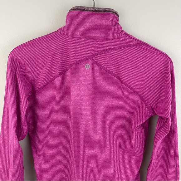 LULULEMON Tonka Stripe Heathered Raspberry Pink Kriss Cross 1/2 Zip Jacket - Picture 11 of 13